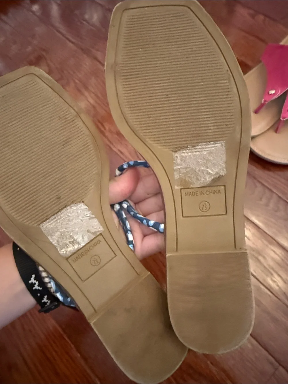 Mango Navy and Light Blue Patterned Slide Sandals